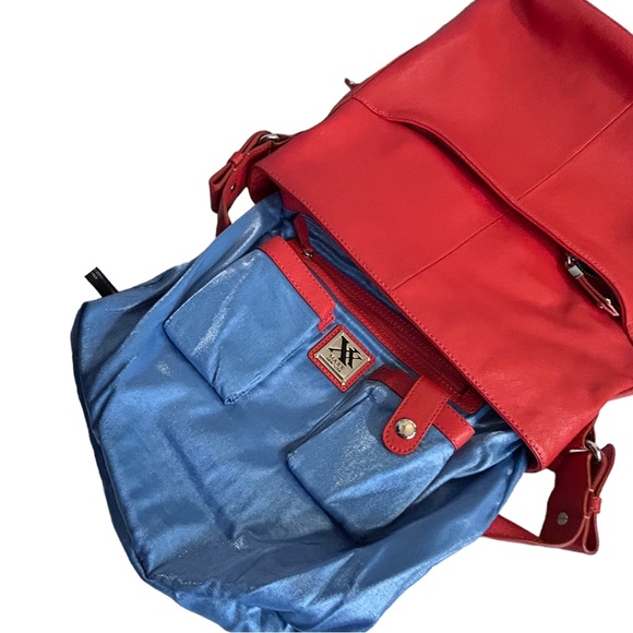 29. XX Maxx NY Large Shoulder Hobo Bag Hot Red Cowhide Leather - Picture 11 of 14